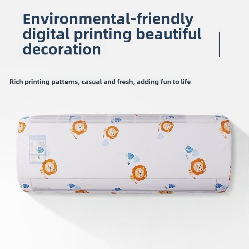 Air conditioner cover in a simple fresh pattern, designed for wall-mounted units. This cover is moisture and dust-proof, washable, and requires no power. Perfect for adding a decorative touch to your home, especially in the bedroom.