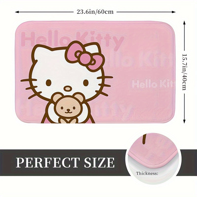 Introducing the adorable Hello Kitty Cartoon Door Mat - This non-slip, machine washable polyester rug is perfect for your living room, bedroom, or bathroom. It also makes a great party decor and gift!