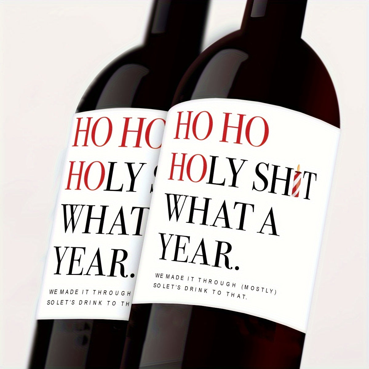 6 Funny Christmas Wine Labels - Great Gift for Mom, Employees & White Elephant Parties