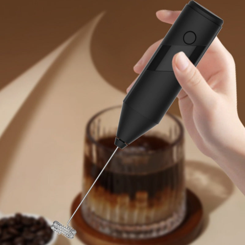 Stainless steel handheld milk frother perfect for coffee, cappuccino, and chocolate, ideal for latte art and creamy foam (batteries not included).