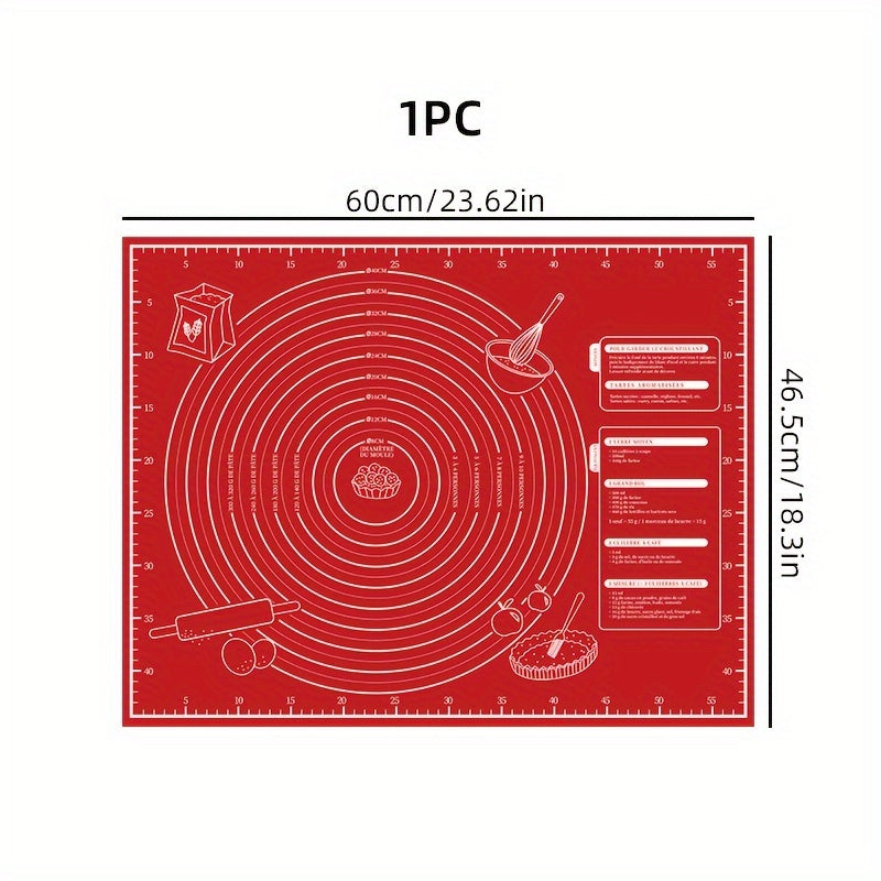 One Piece of Non-Stick Plastic Baking Mat with Measurements - Versatile Food-Safe Kneading Board for Bread, Pastry, Pizza Dough - Essential Kitchen Tool for Home, Restaurant, Food Truck - Perfect Holiday Baking Accessory for Christmas, Halloween, Easter