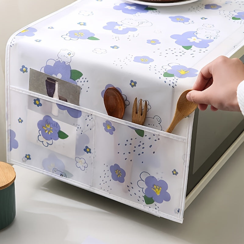 This modern minimalist PEVA microwave dust cover is designed to protect your kitchen appliance from dust and spills. It is waterproof and oil-resistant, making it a practical addition to your kitchen organizers and storage accessories.