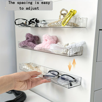 1/3 Transparent suspended rack for hair accessories and glasses storage, ideal for entryway and door storage.