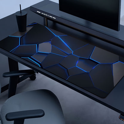 Stylish geometric gaming mouse pad with durable, waterproof, non-slip design. Ideal for gamers, offices, and study. Made of polyester material, no battery required.