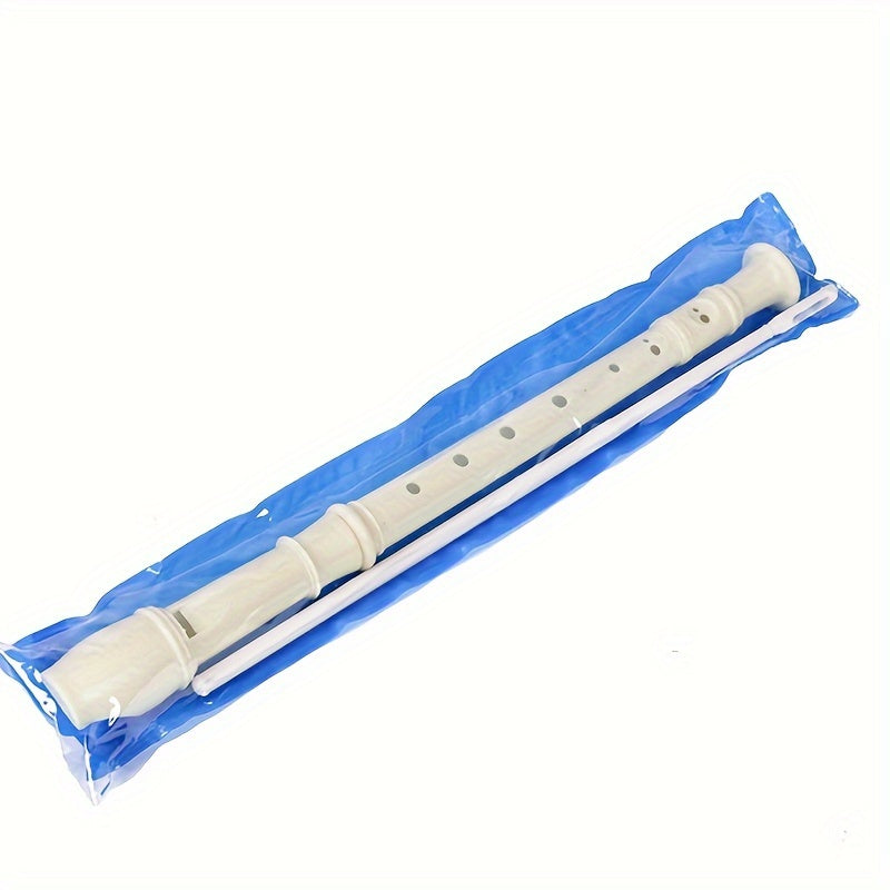 Professional performance plastic white flute with cleaning stick for practice and playing.