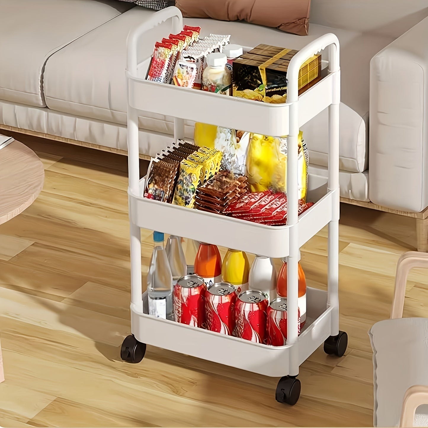 Multi-functional Storage Rack, Mobile Snack Cabinet with Movable Multi-layer Design