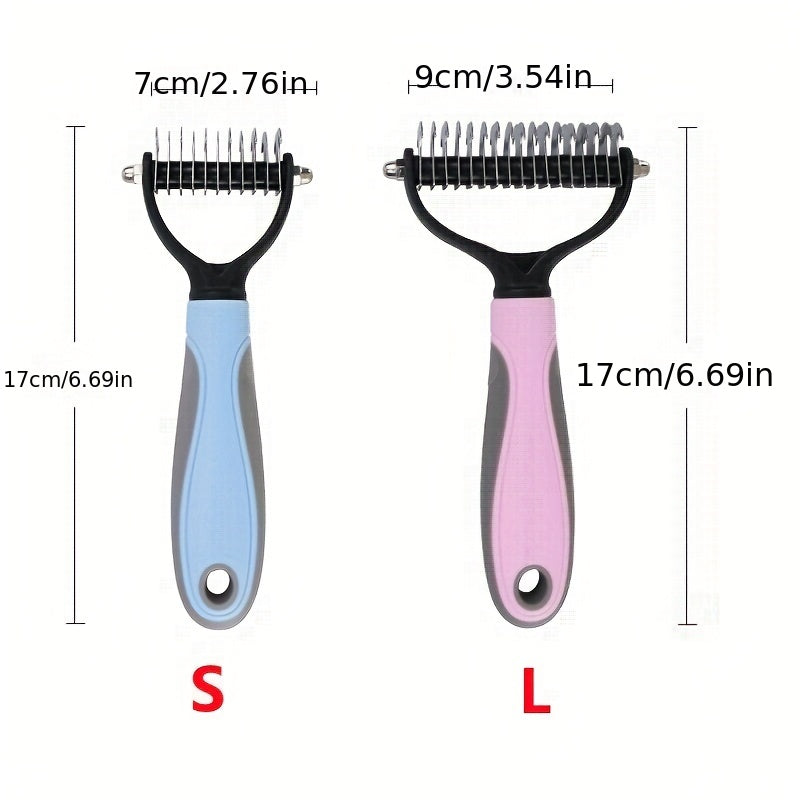 Double sided pet fur knot cutter for dog grooming and shedding, also suitable for removing pet cat hair.