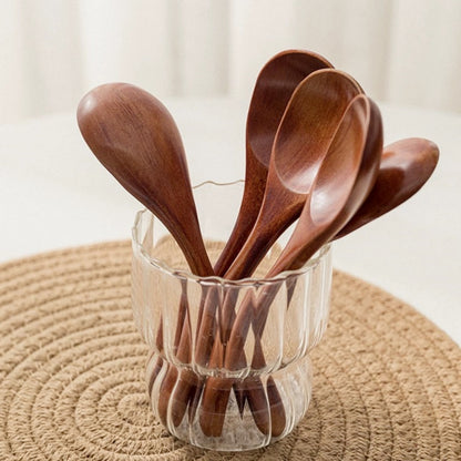 Handcrafted solid wood spoon set for desserts, honey, iced tea, salads, and more. Adds elegance to your kitchen decor.