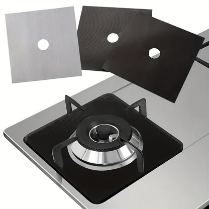 Set of 4 Teflon Gas Stove Protectors - Non-Stick, Easy to Clean Mats for Preventing Dirt and Oil in the Kitchen