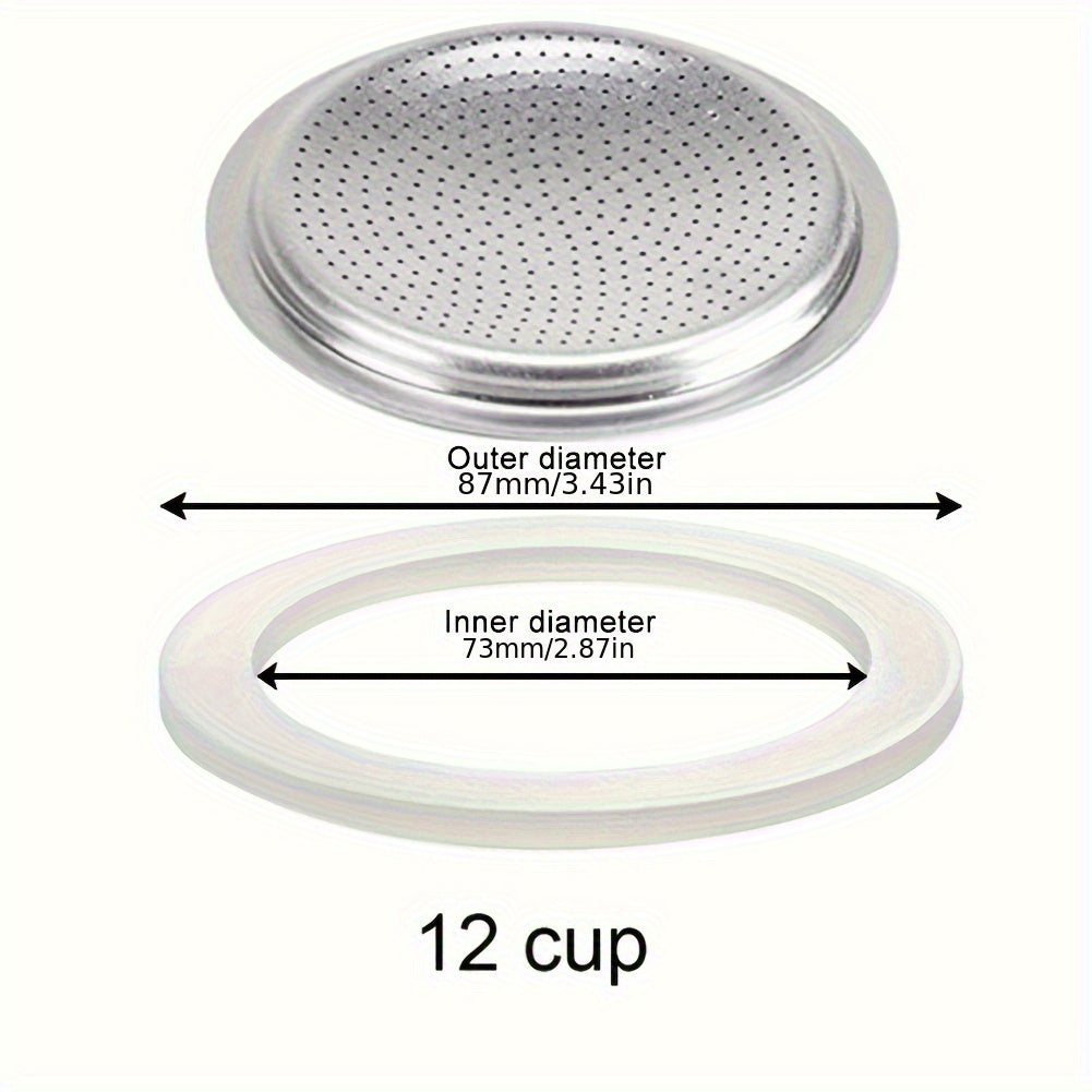 Replace your Moka Pot and Espresso Maker's sealing gasket and coffee filter mesh with 1pc URTUE Silicone Replacement Parts, essential accessories for a perfect brew.