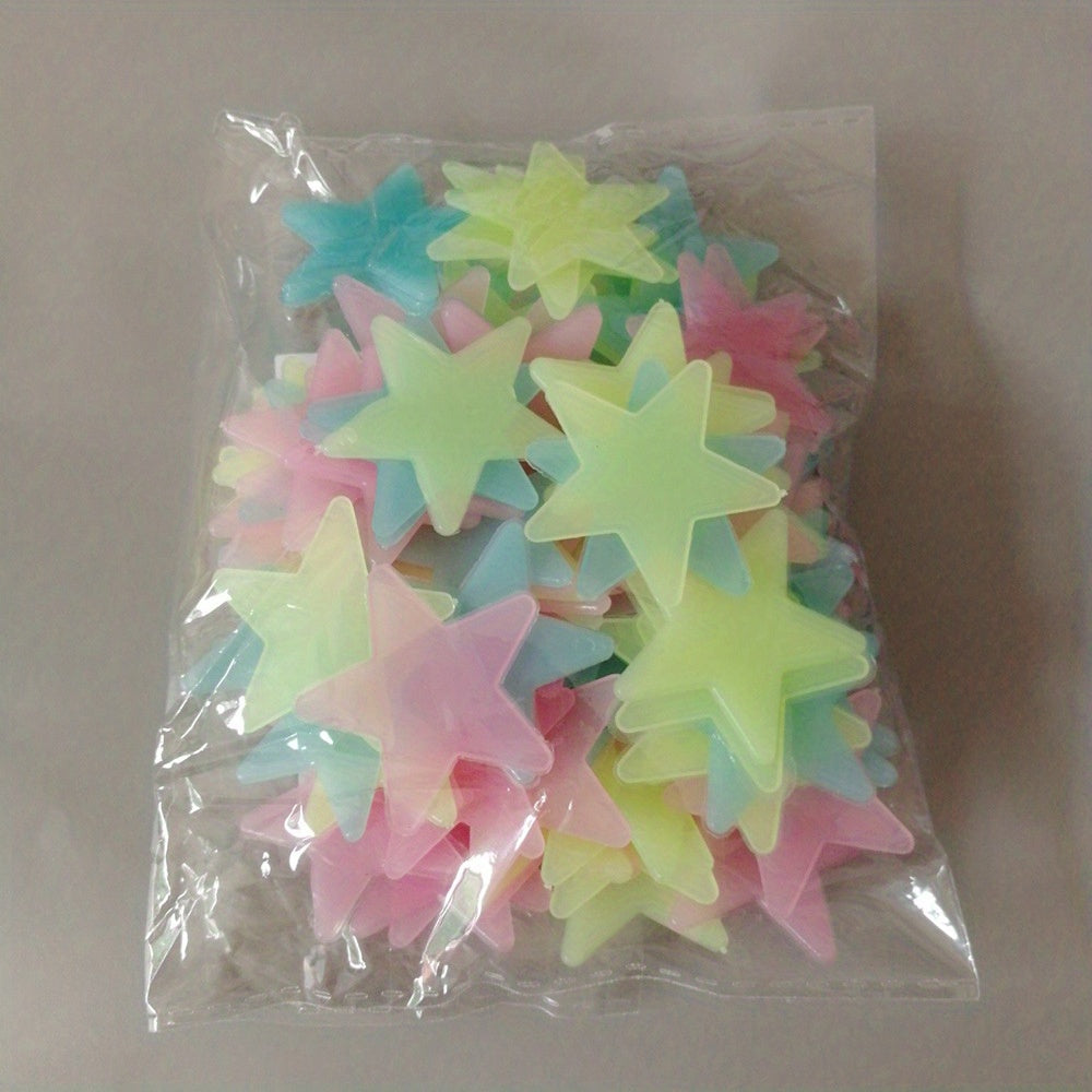 100pcs of Luminous Star Wall Stickers for Bedroom and Living Room Decor.