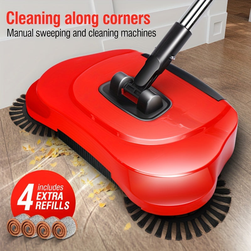 Introducing a versatile 3-in-1 multifunctional cleaning machine that combines a push sweeper, vacuum cleaner, and mop in one. Designed to efficiently clean up trash, pet hair, and dust, this machine can handle both wet and dry cleaning tasks. It operates