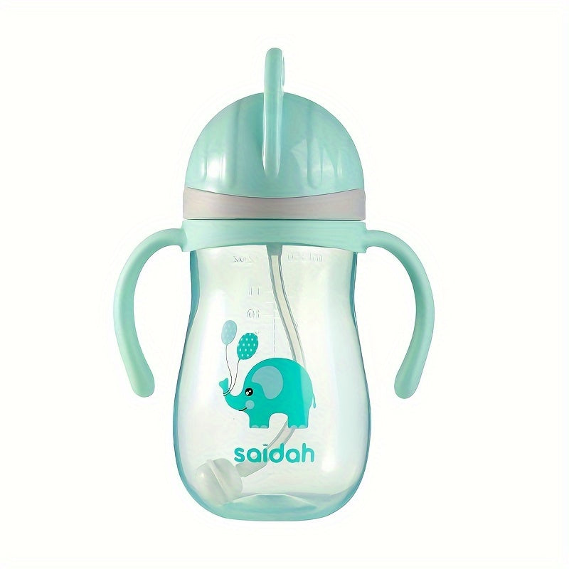 Saidah 350ml Adorable Cartoon Sippy Cup with Straw - BPA-Free, Leakproof & Non-Slip Training Water Bottle for Kids - Available in Pink or Blue