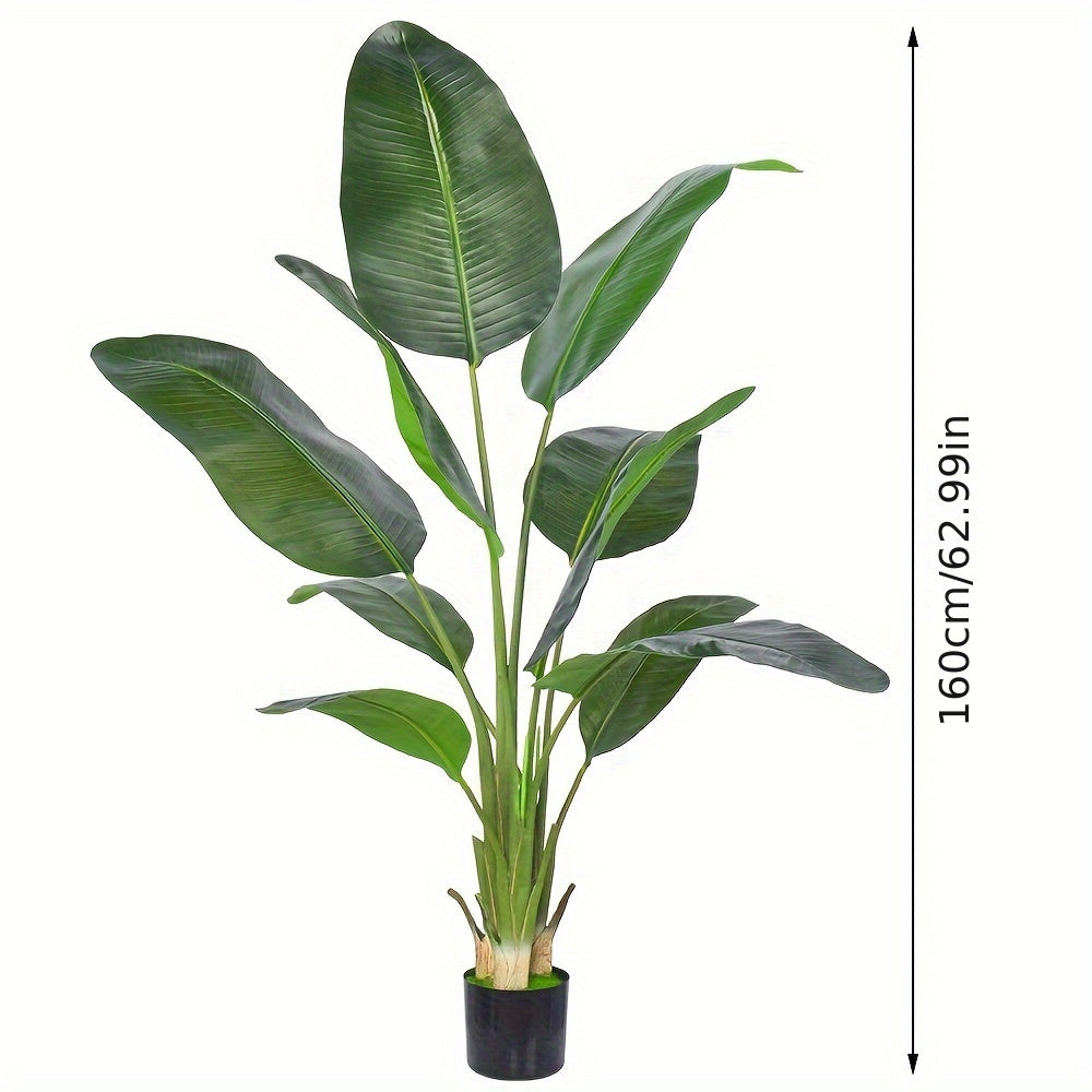 1pc Artificial Bird of Paradise plant with realistic leaves and durable pot, suitable for indoor and outdoor home decor. Branches are adjustment-free.