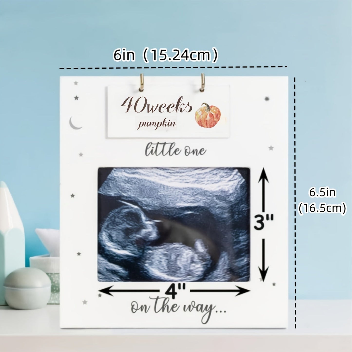 Special Ultrasound & Sonogram Picture Frame with Belly Bump Signs - Ideal Pregnancy Milestone Keepsake for Soon-to-Be Parents, Wooden Growth Tracker Gift