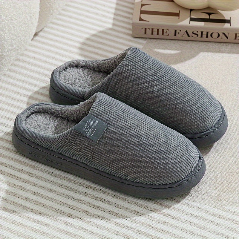 Men's Cozy Fleece-Lined Slippers: Soft, Warm Indoor Shoes for Fall/Winter