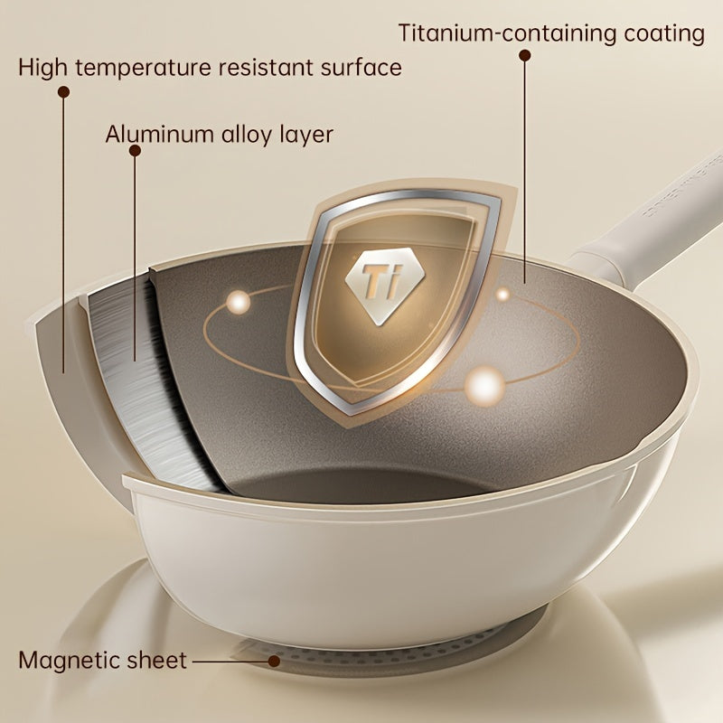 Titanium-Coated Non-Stick Wok with Lid from COOKER KING - PFOA Free, Induction Ready, All Cooktops Compatible