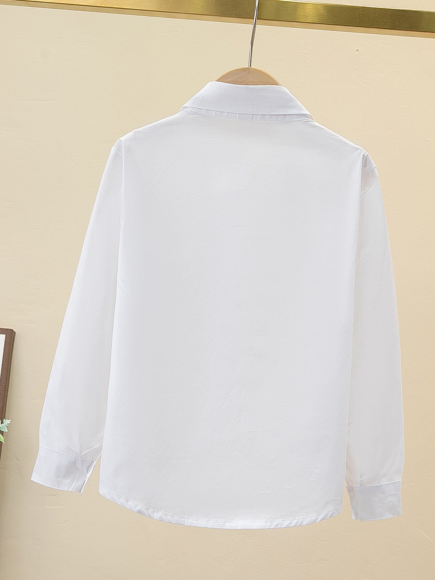 Children's pure cotton white uniform shirt with tie collar, suitable for school or casual wear. Great gift idea.