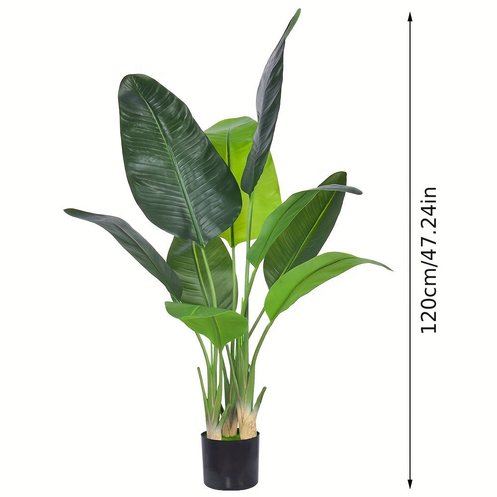 1pc Artificial Bird of Paradise plant with realistic leaves and durable pot, suitable for indoor and outdoor home decor. Branches are adjustment-free.