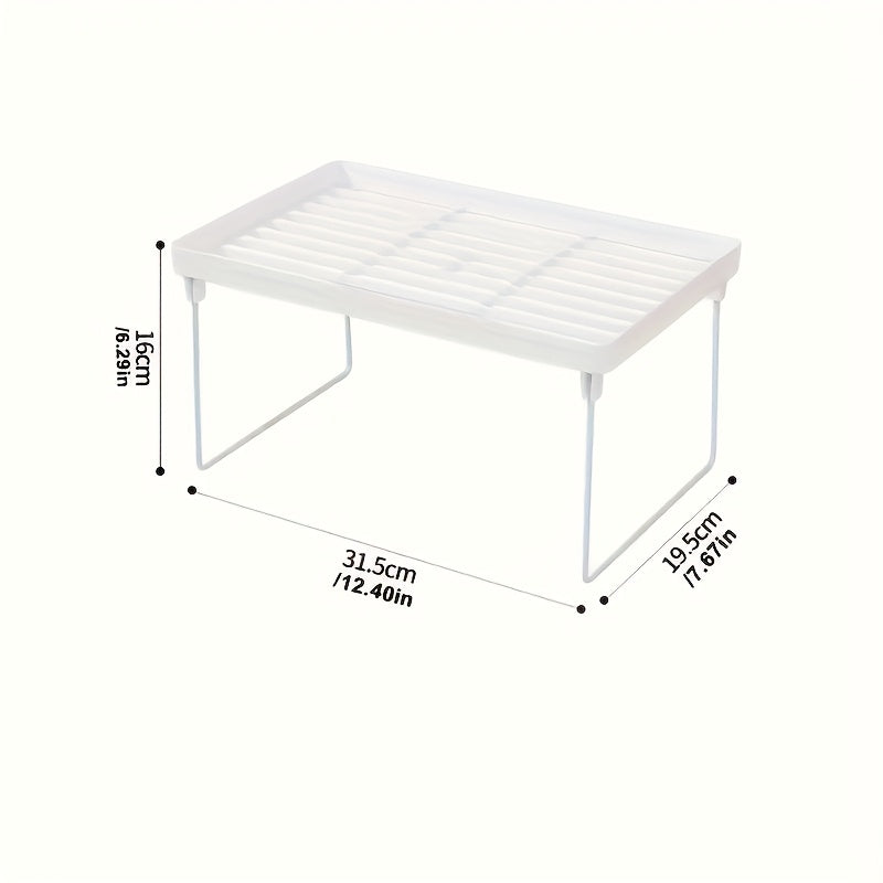 Modern Multi-Functional Desktop Organizer:
- Foldable open shelf stand
- Can be used for kitchen utensil storage
- Space-saving home organization solution
- Made of durable plastic
- No electricity needed