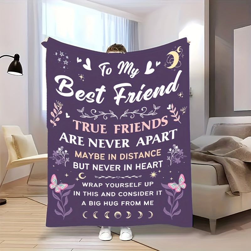 Give the Gift of a Cozy Best Friend Blanket - Ideal for Women, Work BFFs & Soul Sisters - Perfect for Mother's Day, Birthdays, Christmas | Made with Soft Flannel, Machine Washable, All-Season Throw, Great for the Holidays