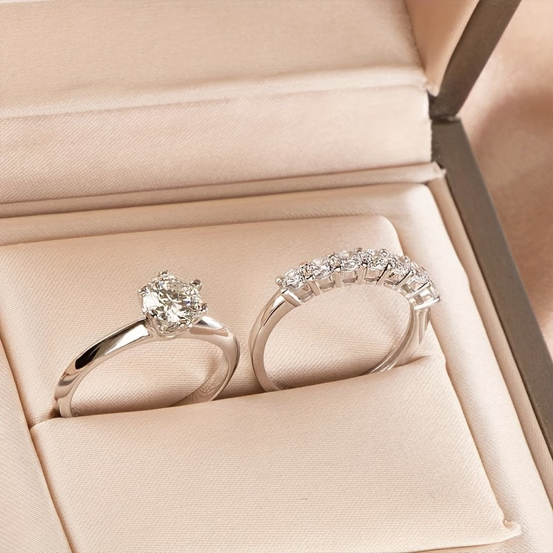 Choose Your Color: Moissanite Stacking Rings in 925 Sterling Silver with 18k Plating - A Symbol of Beauty and Nobility. High-Quality Jewelry Presented in a Gift Box.