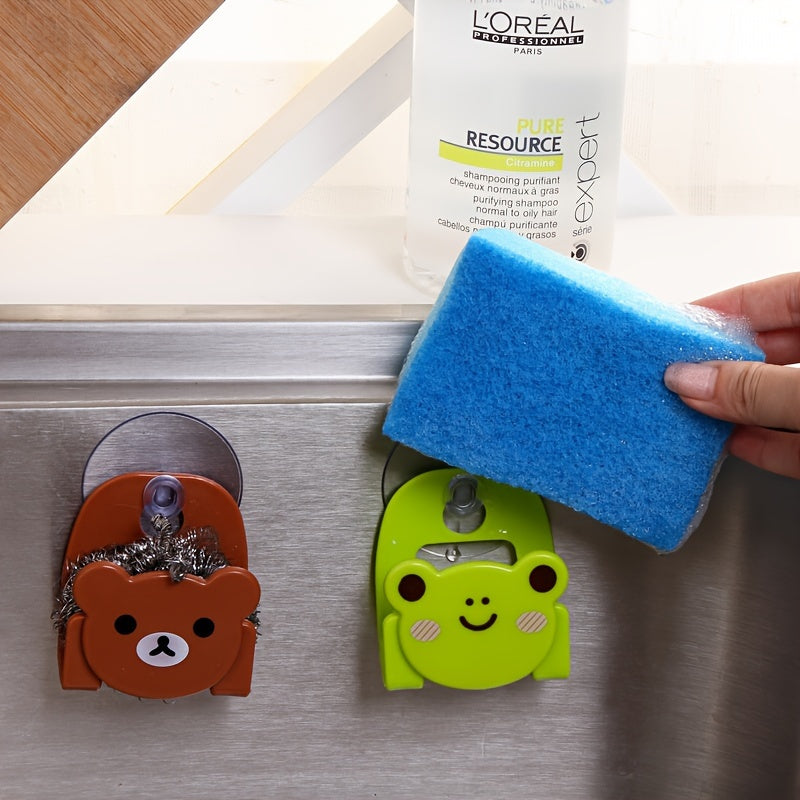 Sleek Cartoon Kitchen Sponge Holder - Simple-to-Install Wall-Mounted Organizer for Sponges, Cloths & More - Ideal for Tidying Up the Bathroom, Ensuring Proper Drainage and Hygiene