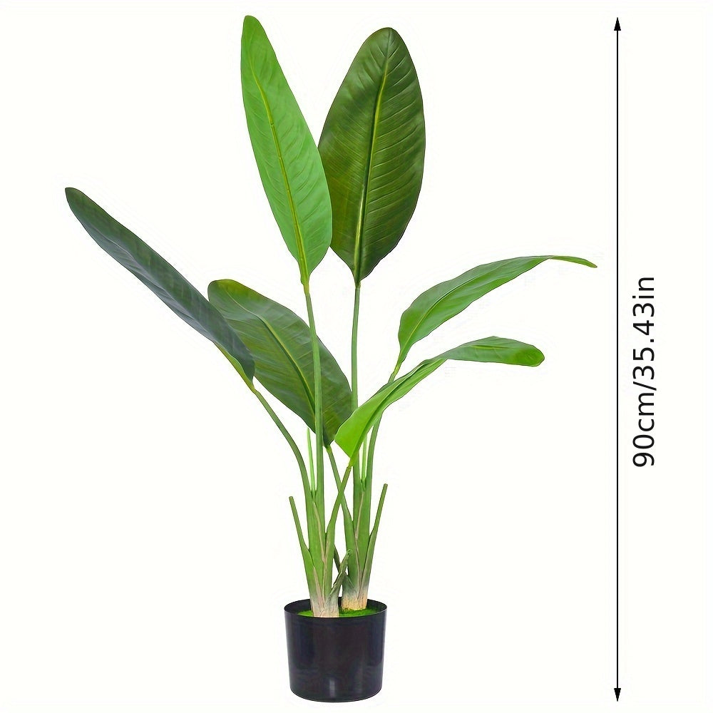 1pc Artificial Bird of Paradise plant with realistic leaves and durable pot, suitable for indoor and outdoor home decor. Branches are adjustment-free.