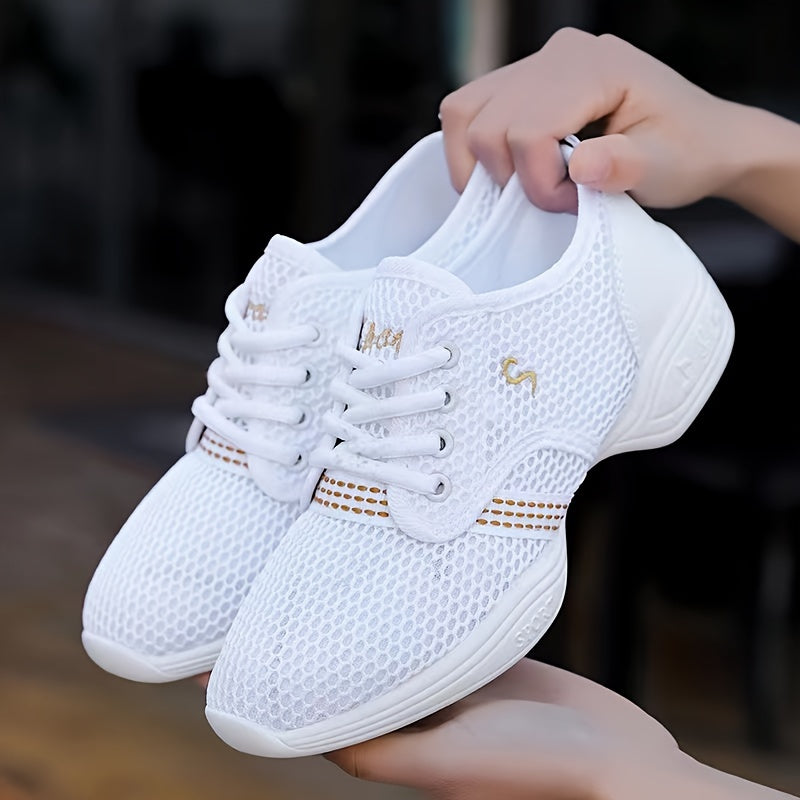 Breathable lace-up low top sneakers for women, ideal for dance and casual outdoor sports.