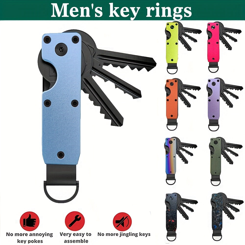 Minimalist Aluminum Keychain for Men: Durable Business Style Key Holder with Aluminum Alloy Construction - Holds 2-6 Keys