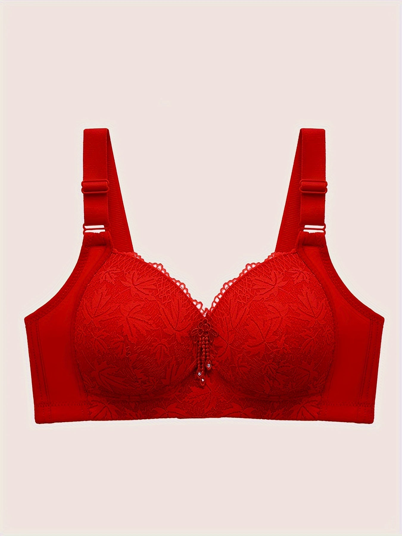 Solid floral lace tassel bra: Elegant, breathable, wireless push-up style for women's lingerie.