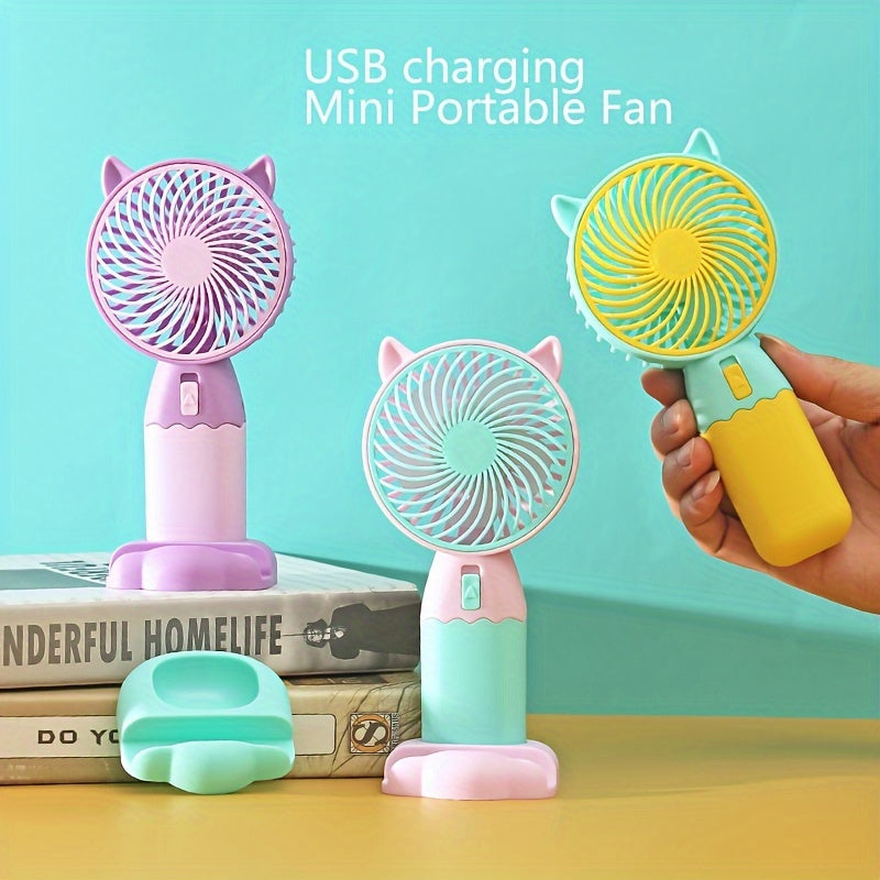 Portable Mini Fan - Rechargeable via USB, Convenient Handheld and Wearable Design for Both Men and Women - Perfect for Office, Outdoor Activities, Traveling, and Camping