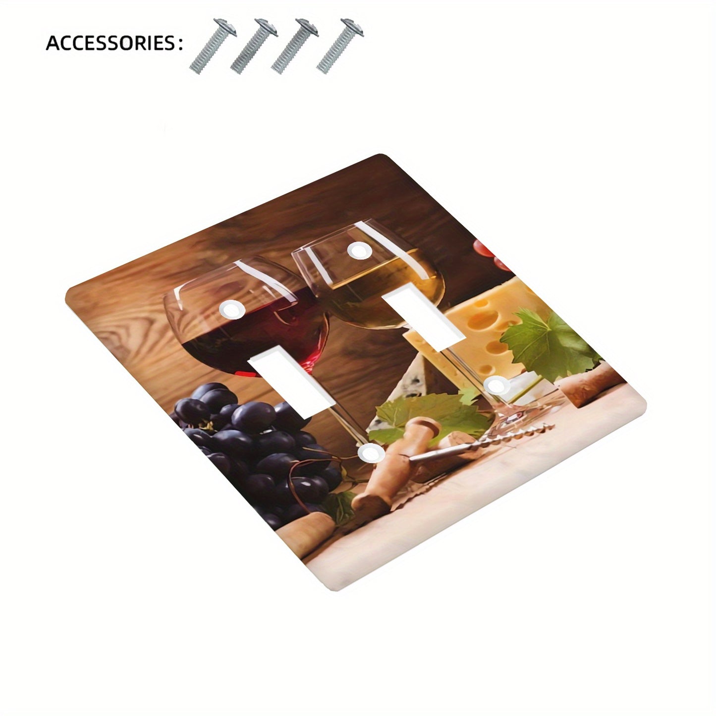 Stylish Wine & Cheese Light Switch Cover - Perfect for Country Bathroom & Bedroom, Easy Installation, Battery-Free.