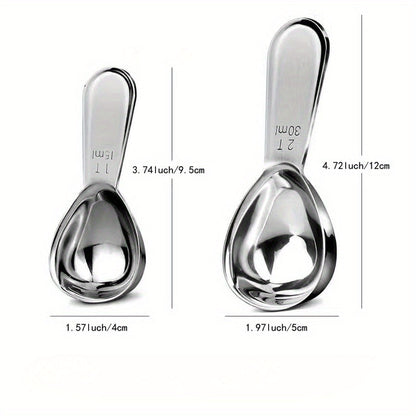 Coffee scoop made of stainless steel with measurement marks - ideal for measuring beans, powder, and baking ingredients.