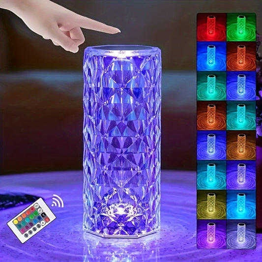 Crystal Lamp, featuring 16 Colors RGB with Touch and Remote Control, USB Rechargeable. This Decorative Acrylic Rays Lamp is perfect for Christmas Decoration and can be used as a Light in the Living Room or Bedroom.