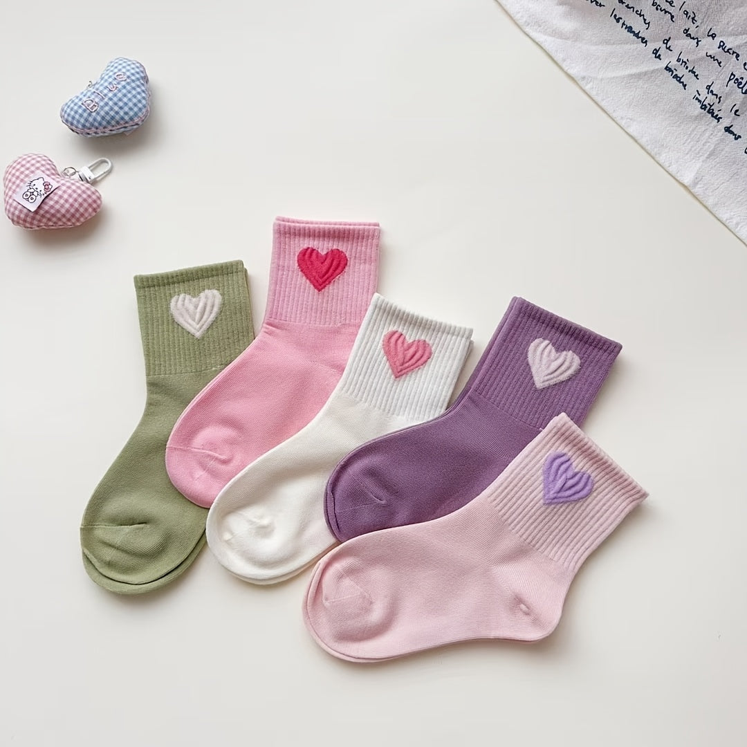 Girls' mid-calf socks for all seasons, cute and trendy, perfect for students aged 2-15.