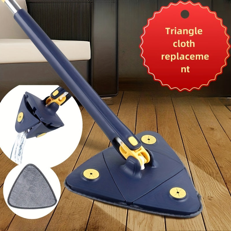 Triangular-shaped Flexible Drill Joint Dust Mop Head with Super Fine Fiber Cloth for Effortless Corner Cleaning