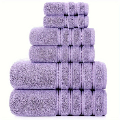 6-piece velvet towel set, thick and soft, absorbent. Suitable for home, hotel, etc. Includes towels in sizes 140.0*70.0cm, 75.01*34.01cm, and 34.01*34.01cm.