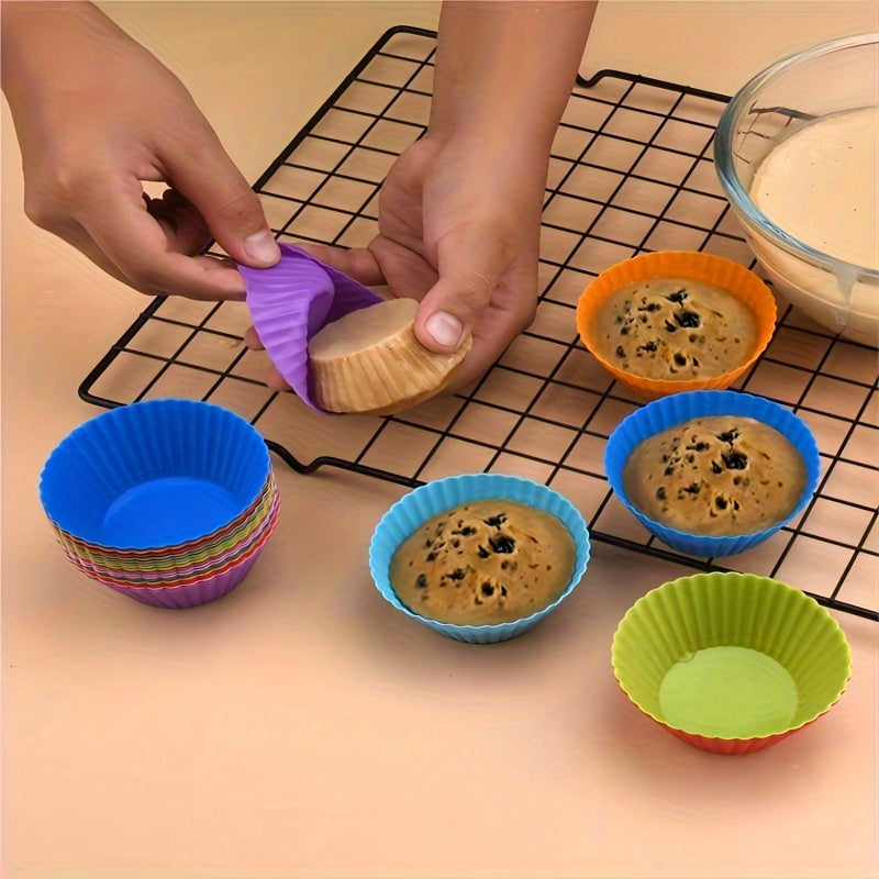 Silicone Cake Cups Set - Includes 6 Pieces of 12pcs High Temperature Resistant Pudding Muffin Cups for Home Baking - Ideal for Small Cakes, Egg Tarts, and Round Hair Cakes