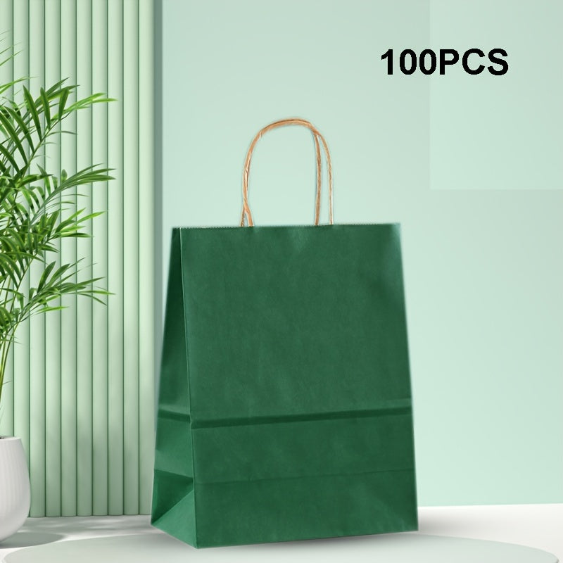 100 pieces of high-end Kraft paper bags for various uses, measuring 15cm x 8cm x 21cm.