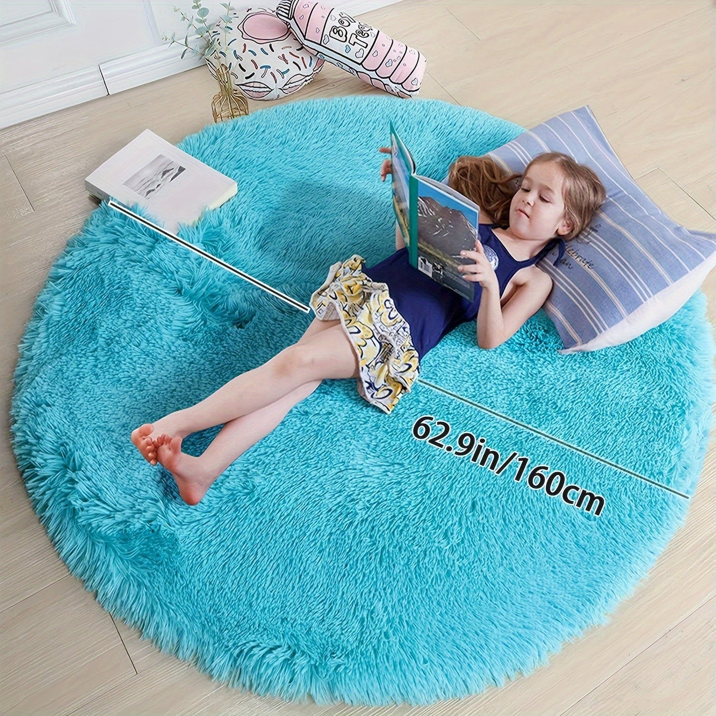 Round Large Ultra Soft Plush Rug - Non-slip and Waterproof Shaggy Throw Rug for Living Room, Bedroom, Nursery, Game Room, and Dormitory. Perfect Teenage Room Decoration - Room Decor (10.16cmX10.16cm)