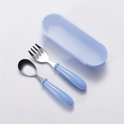 Kids' Easter Gift Set: Personalized Tableware with Name, Includes Spoon, Fork, and Storage Box