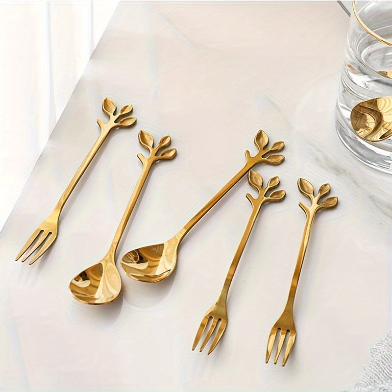 10pcs Stainless Steel fork and spoon set suitable for home, kitchen, restaurant, and table decoration.