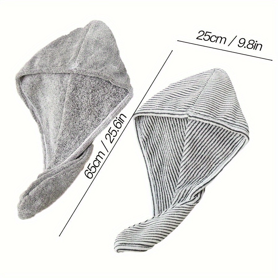 Soft, quick-dry hair towel wrap made with ultra-absorbent bamboo charcoal fiber.