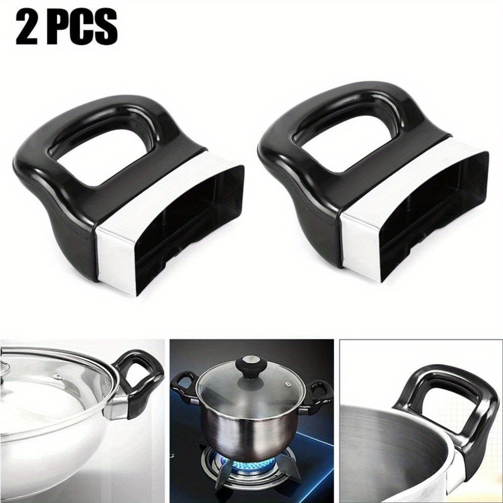 Set of 2 Black ABS Pot Side Handles, Suitable for Pressure Cookers, Steamers, Saucepans, and Other Kitchen Cookware, Single Hole Short Side Handle Replacement