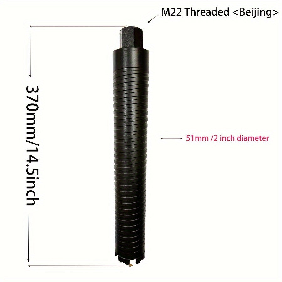 Lie Shanhu M22 Wet/Dry Diamond Core Drill Bits with Steel Bars - Black, Textured Grip for Concrete, Bricks, Blocks & Stones, Durable Painted Finish, Construction Drilling Tools with Ribbed