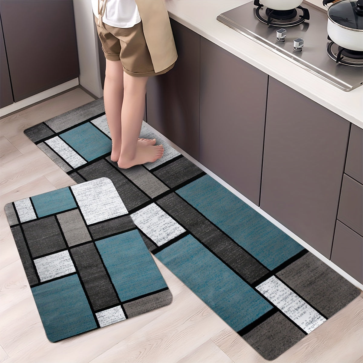 Soft Thickened Kitchen Floor Mat - Non-slip, Oil-proof, Waterproof Runner Rug - Dirt-resistant Carpet - Machine Washable - Entrance Doormat for Kitchen, Living Room, Laundry, Bathroom - Water-absorbing - Room Decor