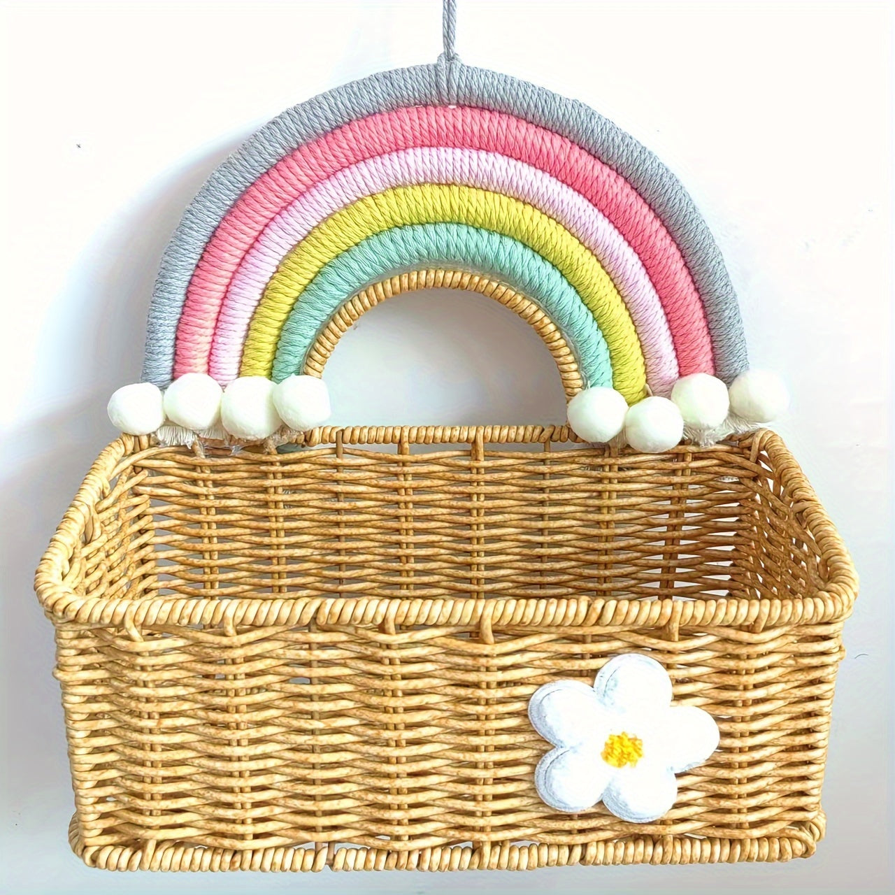 Beautiful Rainbow Bamboo Basket - Ideal for Storing Snacks, Cosmetics, and Keepsakes