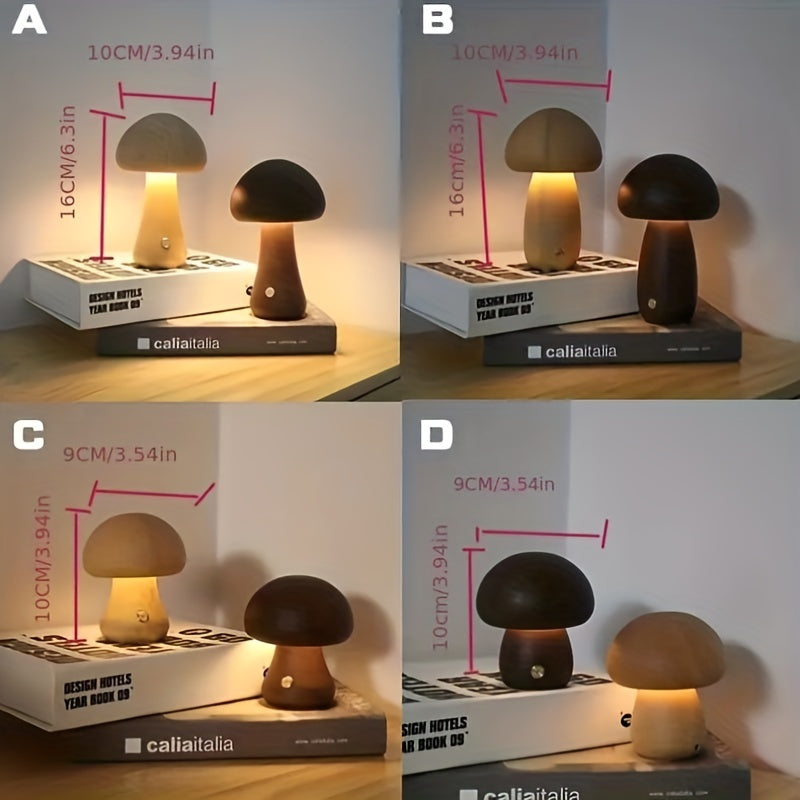 Dimmable LED Mushroom Table Lamp for Creative Home Decor and Bedroom Bedside Light