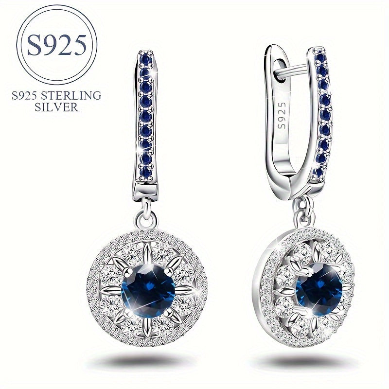 Stunning Drop Earrings Made of 925 Sterling Silver with Blue Cubic Zirconia - Hypoallergenic, Plated in 18K Gold, Great for Sensitive Ears - Perfect Gift for Birthdays or Holidays